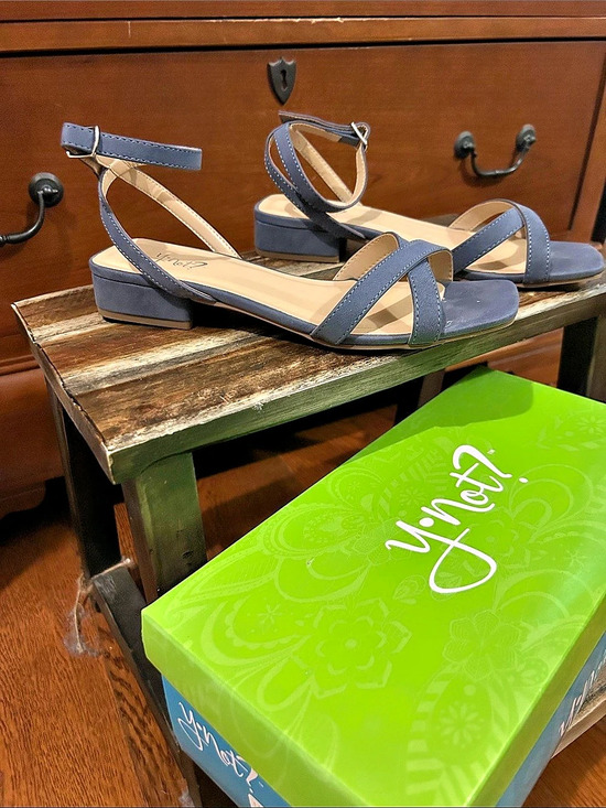 Jolt Shoes - Jolt Navy Summer Strappy Wedge Sandals in Blue US 7.5 M Like New